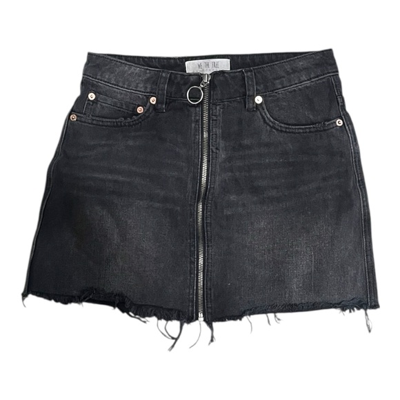 Free People Dresses & Skirts - Free People Zip It Up Washed Black Distressed Denim Mini Skirt 26
